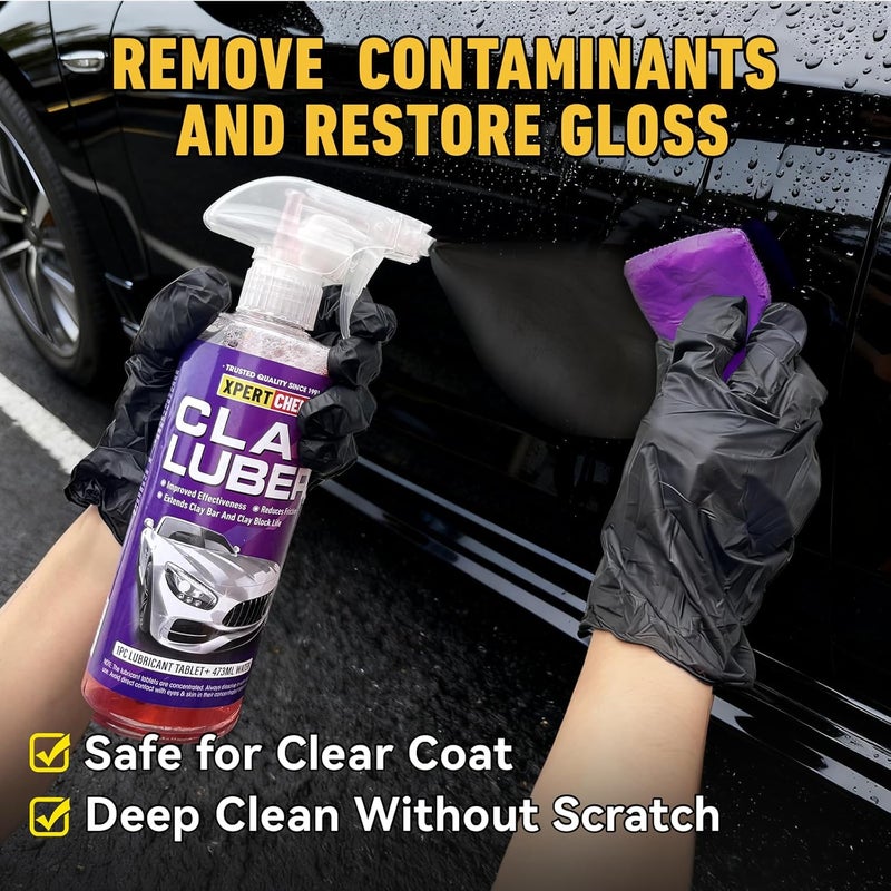 XPERTCHEMY Car Clay Bars Auto Detailing 4 Pack 400g(4x100g) and Clay bar Lubricant Tablets 10 Pack(1pcs=16 oz) Clay bar kit, Spray Bottle and Microfiber Towel for Car Detailing - Image 2